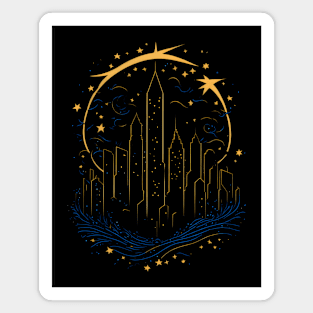 Starry Night Cityscape Magnet